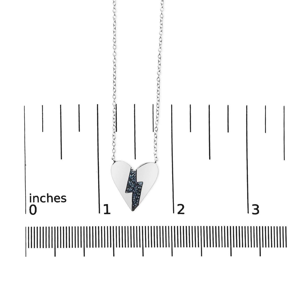 .925 Sterling Silver Blue Diamond Broken Heart Pendant Necklace (H - I Color, I1 - I2 Clarity) - 18&quot; Inches - LinkagejewelrydesignLinkagejewelrydesign