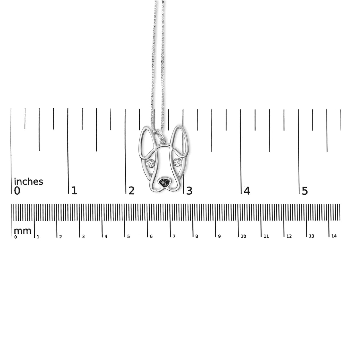 .925 Sterling Silver Diamond Accent and Black Enamel French Bullldog 18" Inch Pendant Necklace inch (I - J Color, I2 - I3 Clarity) - LinkagejewelrydesignLinkagejewelrydesign