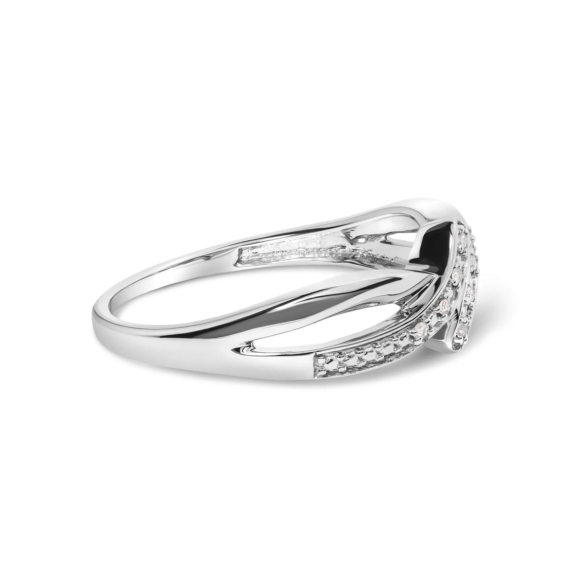 925 Sterling Silver Diamond Accent Bypass and Split Shank Band Ring (I - J Color, I2 - I3 Clarity) - LinkagejewelrydesignLinkagejewelrydesign