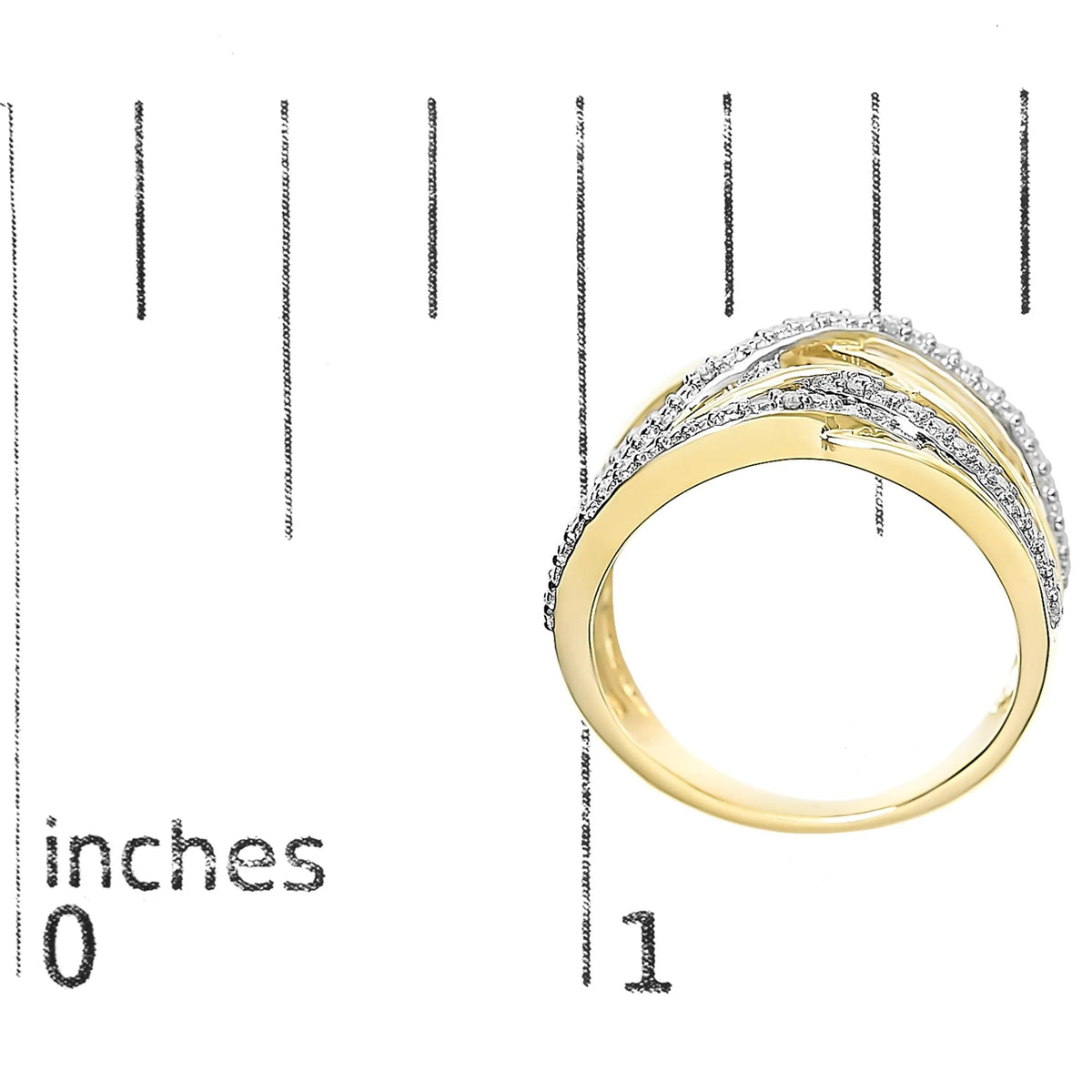 .925 Sterling Silver Diamond Accent Crossover Ring (I - J Color, I2 - I3 Clarity) - LinkagejewelrydesignLinkagejewelrydesign