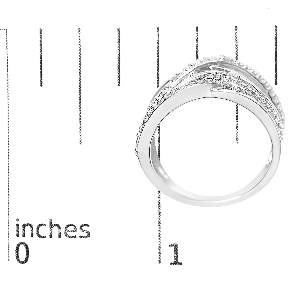 .925 Sterling Silver Diamond Accent Crossover Ring (I - J Color, I2 - I3 Clarity) - LinkagejewelrydesignLinkagejewelrydesign