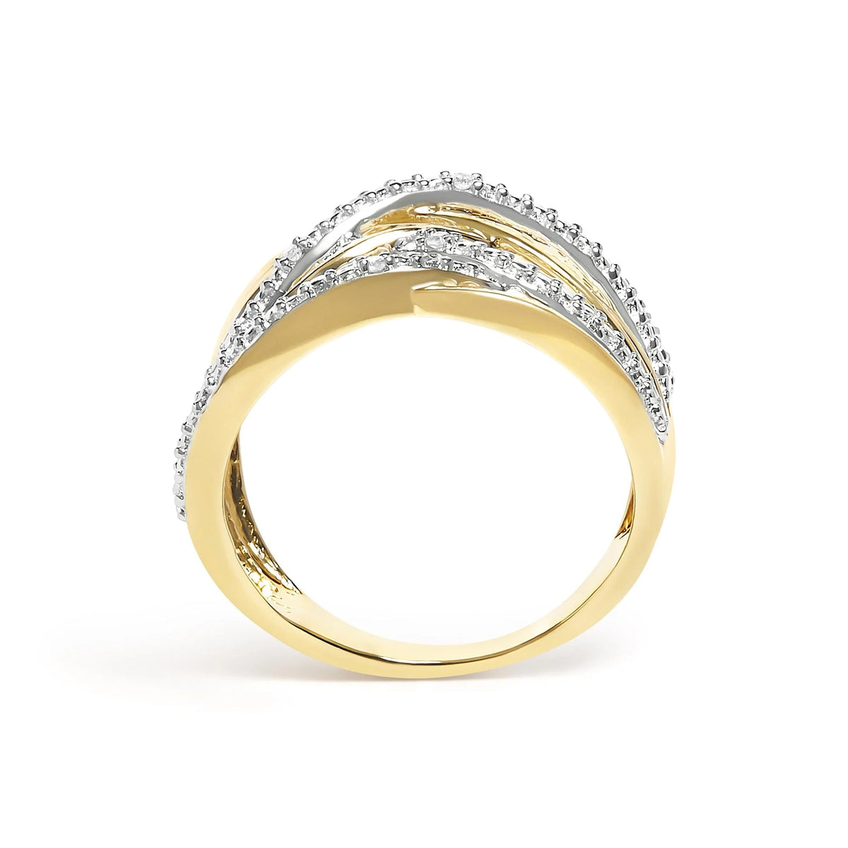 .925 Sterling Silver Diamond Accent Crossover Ring (I - J Color, I2 - I3 Clarity) - LinkagejewelrydesignLinkagejewelrydesign