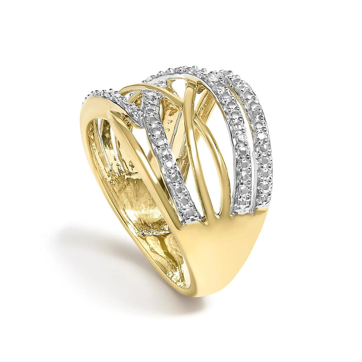 .925 Sterling Silver Diamond Accent Crossover Ring (I - J Color, I2 - I3 Clarity) - LinkagejewelrydesignLinkagejewelrydesign