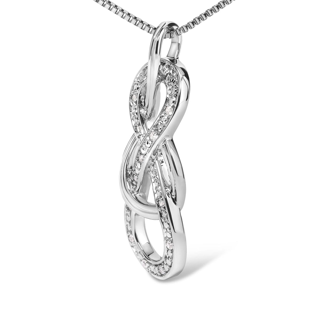 925 Sterling Silver Diamond Accent Interlocking Infinity Pendant Necklace (H - I Color, I2 - I3 Clarity) - 18" Inches - LinkagejewelrydesignLinkagejewelrydesign