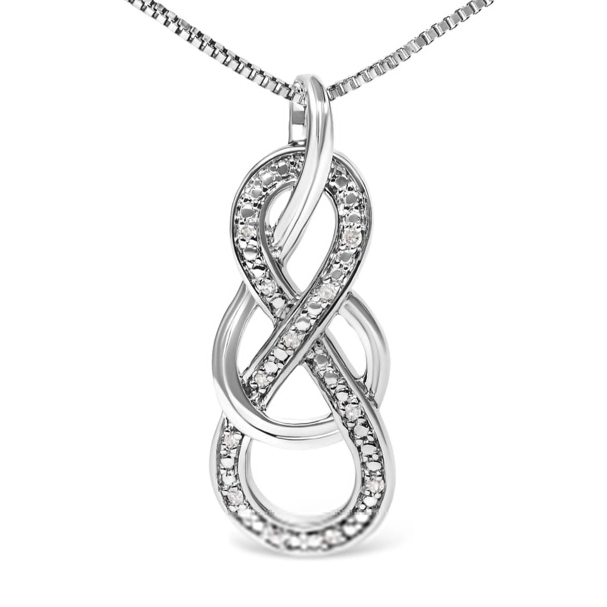 925 Sterling Silver Diamond Accent Interlocking Infinity Pendant Necklace (H - I Color, I2 - I3 Clarity) - 18" Inches - LinkagejewelrydesignLinkagejewelrydesign
