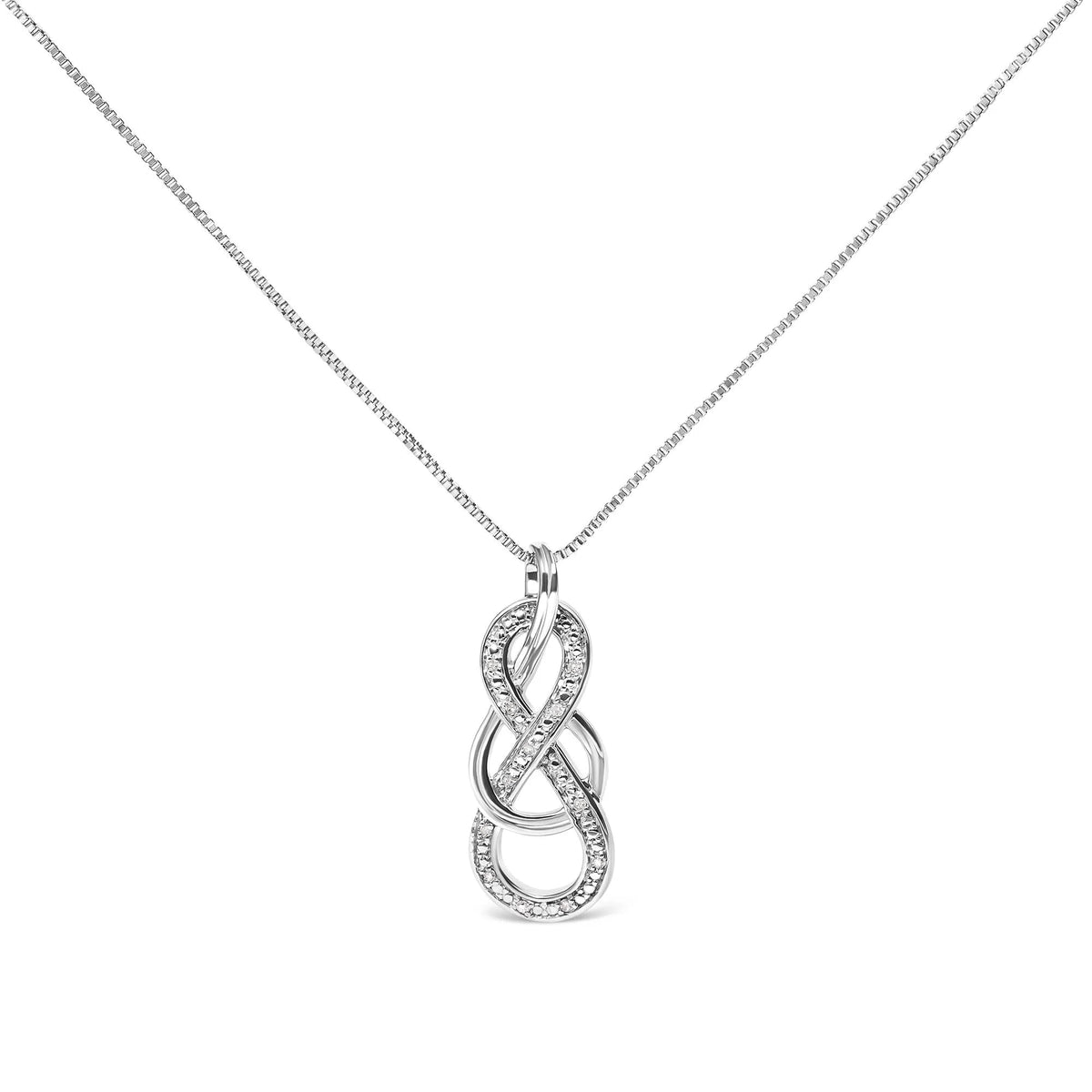 925 Sterling Silver Diamond Accent Interlocking Infinity Pendant Necklace (H - I Color, I2 - I3 Clarity) - 18" Inches - LinkagejewelrydesignLinkagejewelrydesign