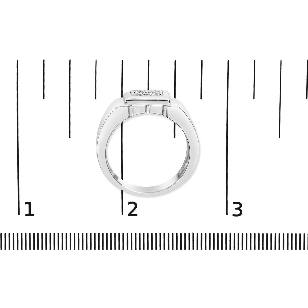 .925 Sterling Silver Diamond Accent Miracle - Set 9 Stone Ridged Band Gentlemen's Fashion Ring (I - J Color, I3 Clarity) - Size 10 - LinkagejewelrydesignLinkagejewelrydesign