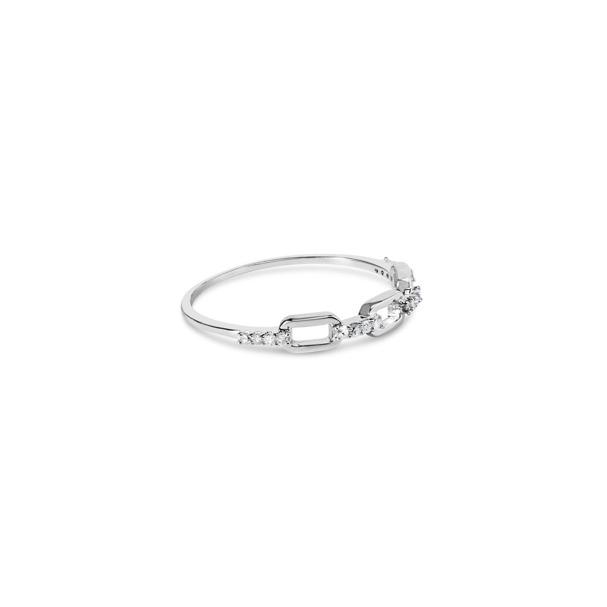 .925 Sterling Silver Diamond Accent Paperclip Band Ring (I - J Color, I2 - I3 Clarity) - Ring Size 6 - LinkagejewelrydesignLinkagejewelrydesign