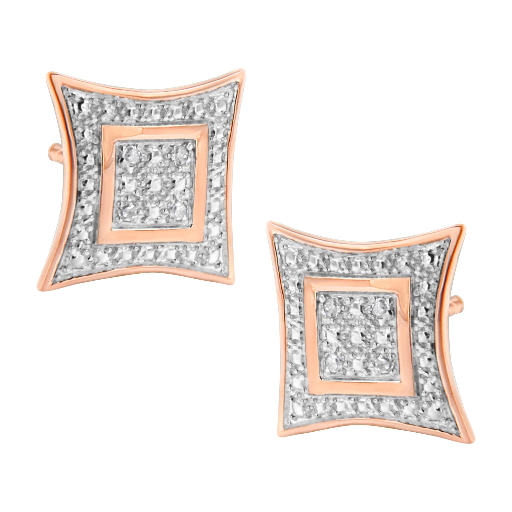 .925 Sterling Silver Diamond Accented 4 - Stone Four Pointed Star Shaped Halo - Style Stud Earrings (H - I Color, I2 - I3 Clarity) - LinkagejewelrydesignLinkagejewelrydesign