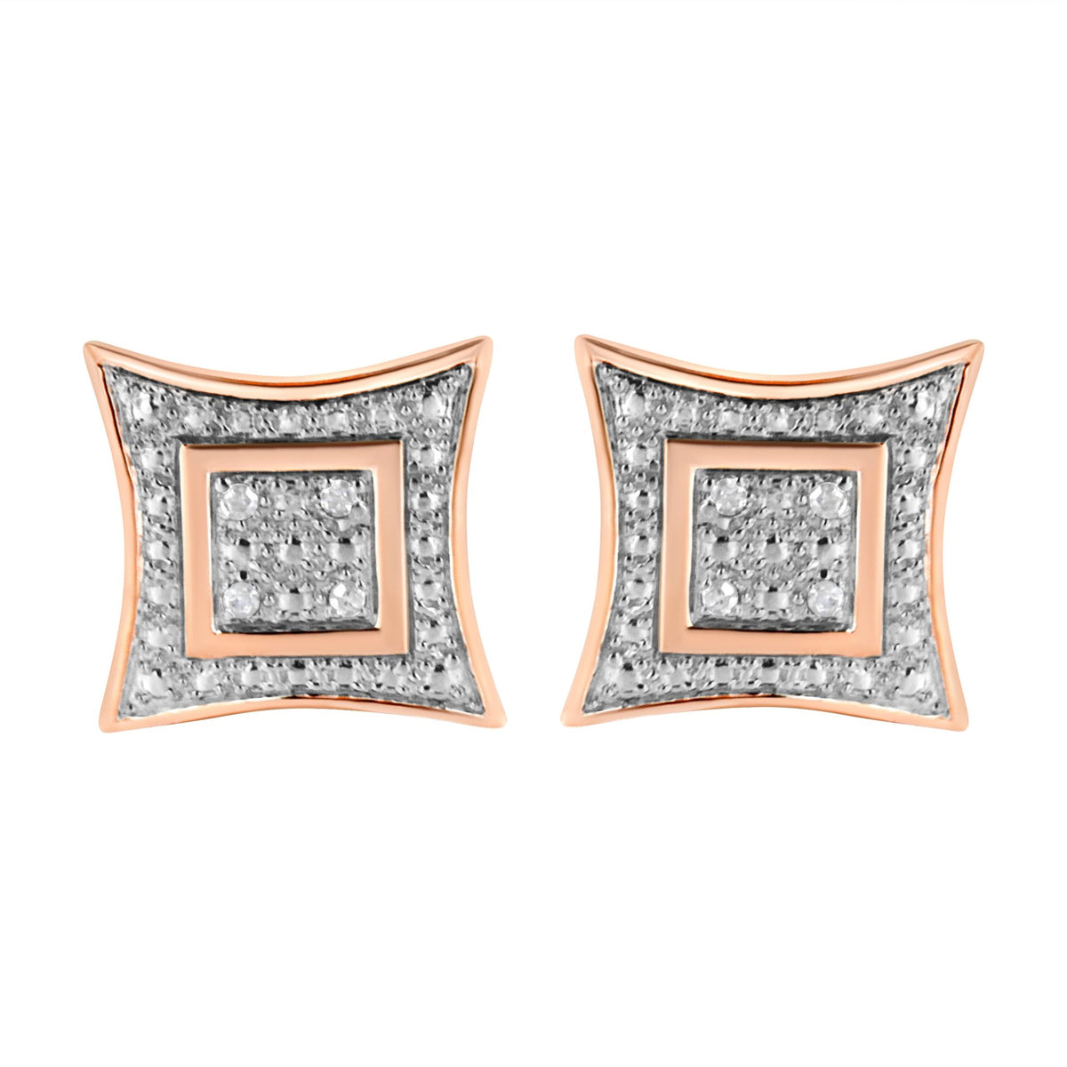 .925 Sterling Silver Diamond Accented 4 - Stone Four Pointed Star Shaped Halo - Style Stud Earrings (H - I Color, I2 - I3 Clarity) - LinkagejewelrydesignLinkagejewelrydesign