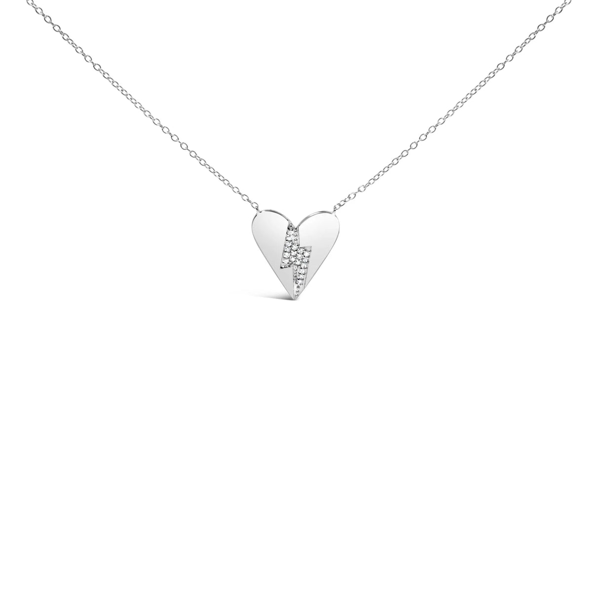 .925 Sterling Silver Diamond Broken Heart Pendant Necklace (H - I Color, I1 - I2 Clarity) - 18&quot; Inches - LinkagejewelrydesignLinkagejewelrydesign