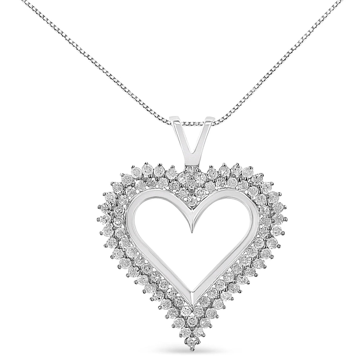 .925 Sterling Silver Diamond Heart 18" Pendant Necklace (I - J Color, I2 - I3 Clarity) - LinkagejewelrydesignLinkagejewelrydesign