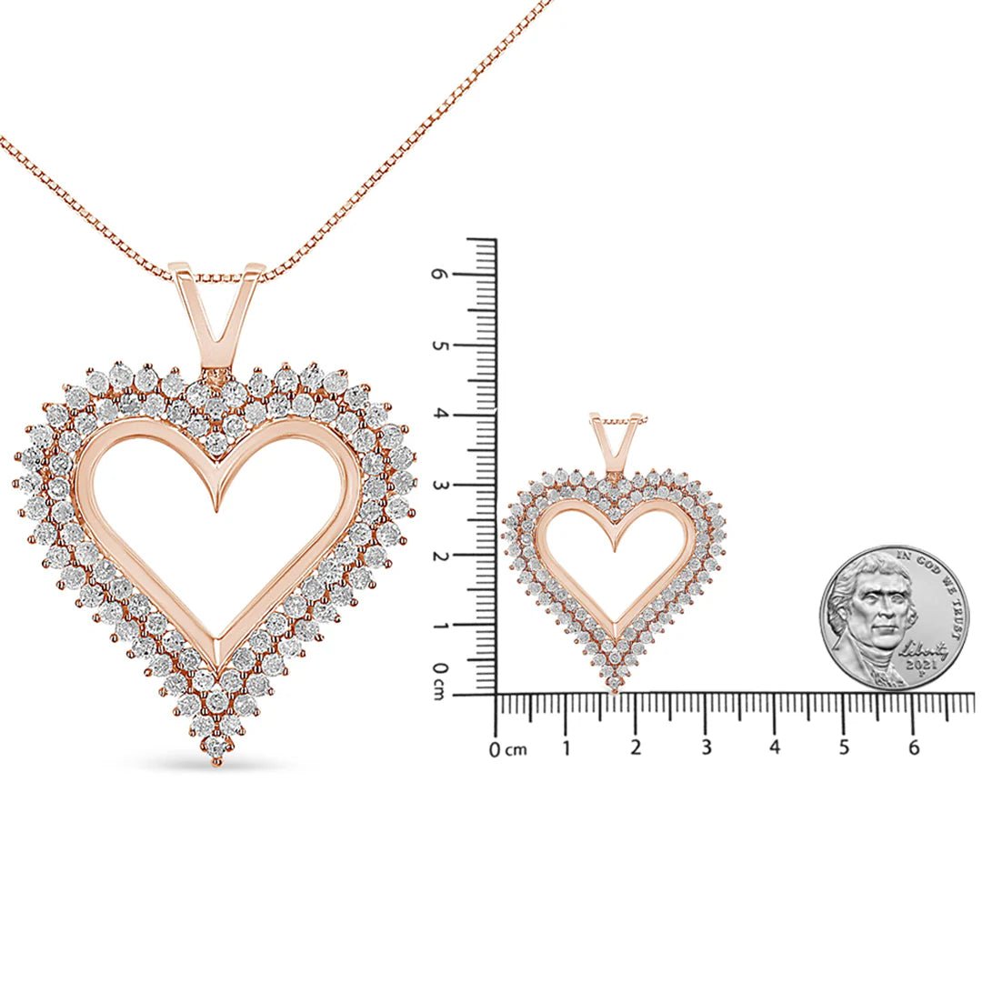 .925 Sterling Silver Diamond Heart 18" Pendant Necklace (I - J Color, I2 - I3 Clarity) - LinkagejewelrydesignLinkagejewelrydesign