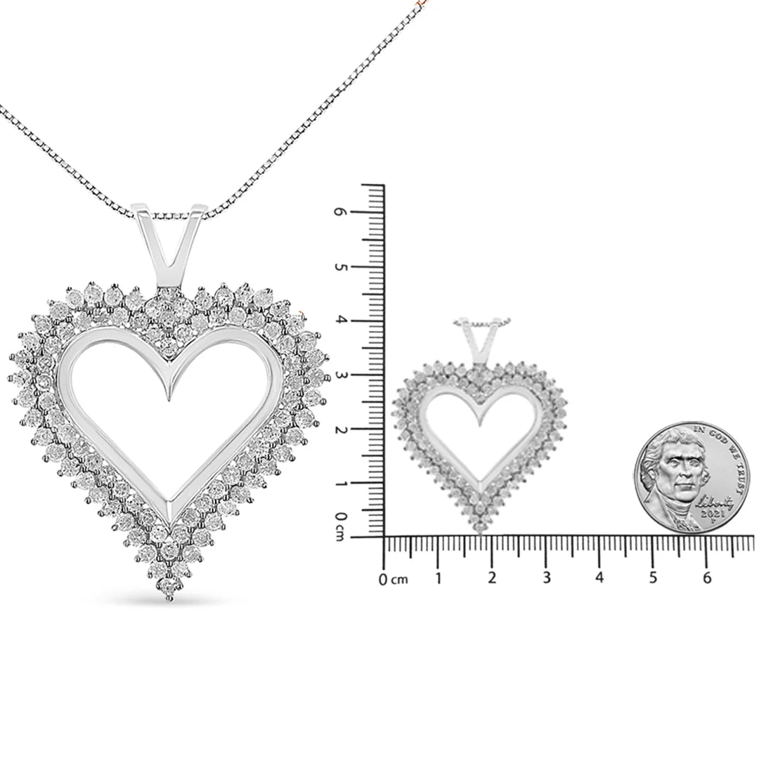 .925 Sterling Silver Diamond Heart 18" Pendant Necklace (I - J Color, I2 - I3 Clarity) - LinkagejewelrydesignLinkagejewelrydesign