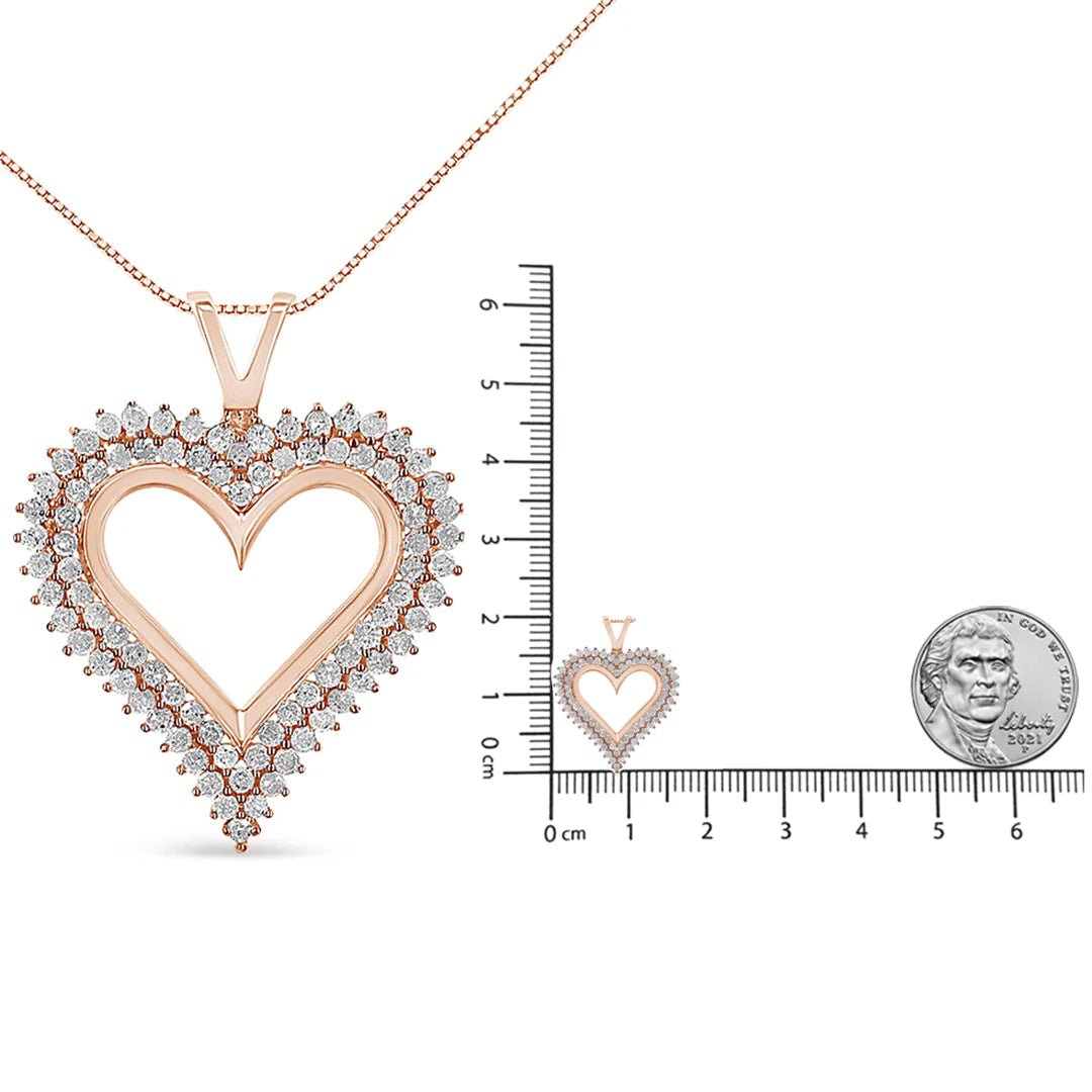 .925 Sterling Silver Diamond Heart 18" Pendant Necklace (I - J Color, I2 - I3 Clarity) - LinkagejewelrydesignLinkagejewelrydesign