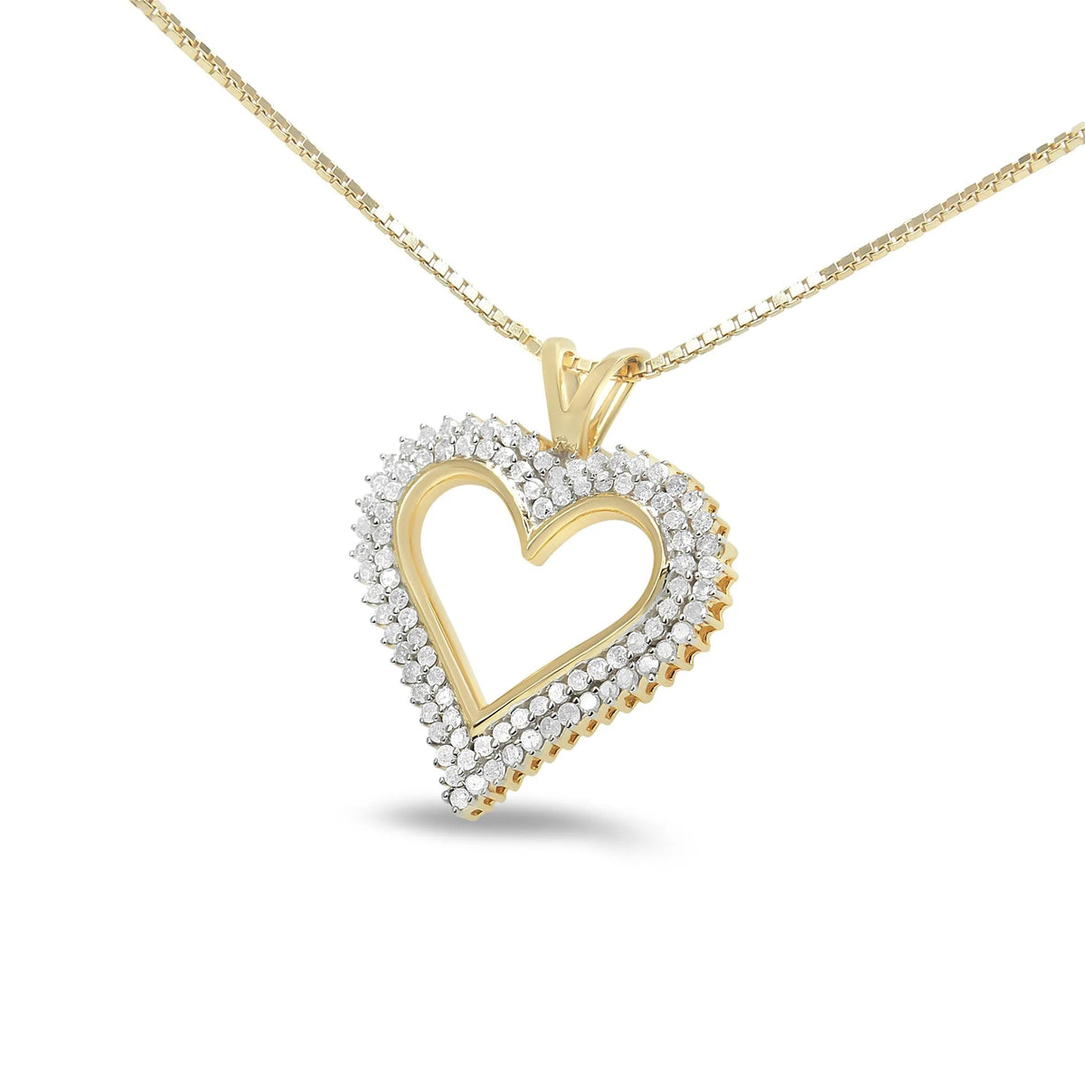 .925 Sterling Silver Diamond Heart 18" Pendant Necklace (I - J Color, I2 - I3 Clarity) - LinkagejewelrydesignLinkagejewelrydesign