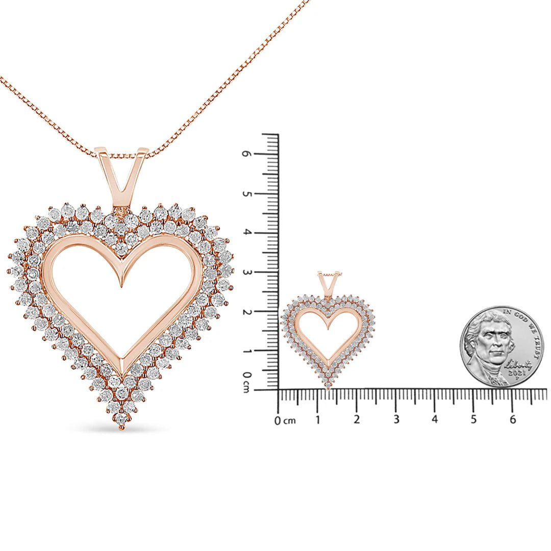 .925 Sterling Silver Diamond Heart 18" Pendant Necklace (I - J Color, I2 - I3 Clarity) - LinkagejewelrydesignLinkagejewelrydesign