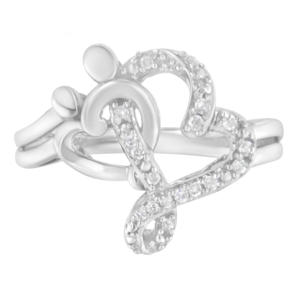 .925 Sterling Silver Diamond Heart and Music Note Ring (1/10 Cttw, H - I Color, I3 Clarity) - LinkagejewelrydesignLinkagejewelrydesign