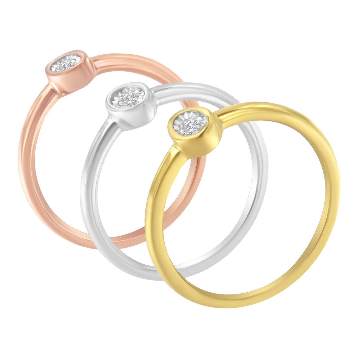 .925 Sterling Silver Diamond Oval Shaped Stackable Promise Ring Set (1/6 Cttw, J - K Color, I1 - I2 Clarity) - LinkagejewelrydesignLinkagejewelrydesign