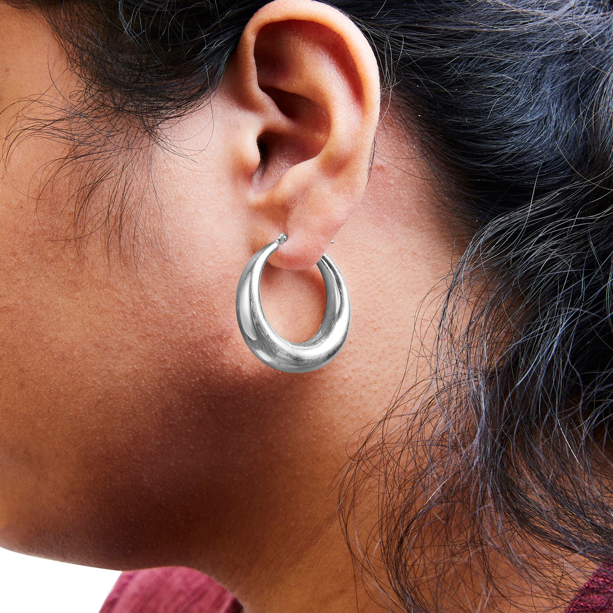 .925 Sterling Silver Graduated Hoop Earrings - 9MM Wide - LinkagejewelrydesignLinkagejewelrydesign