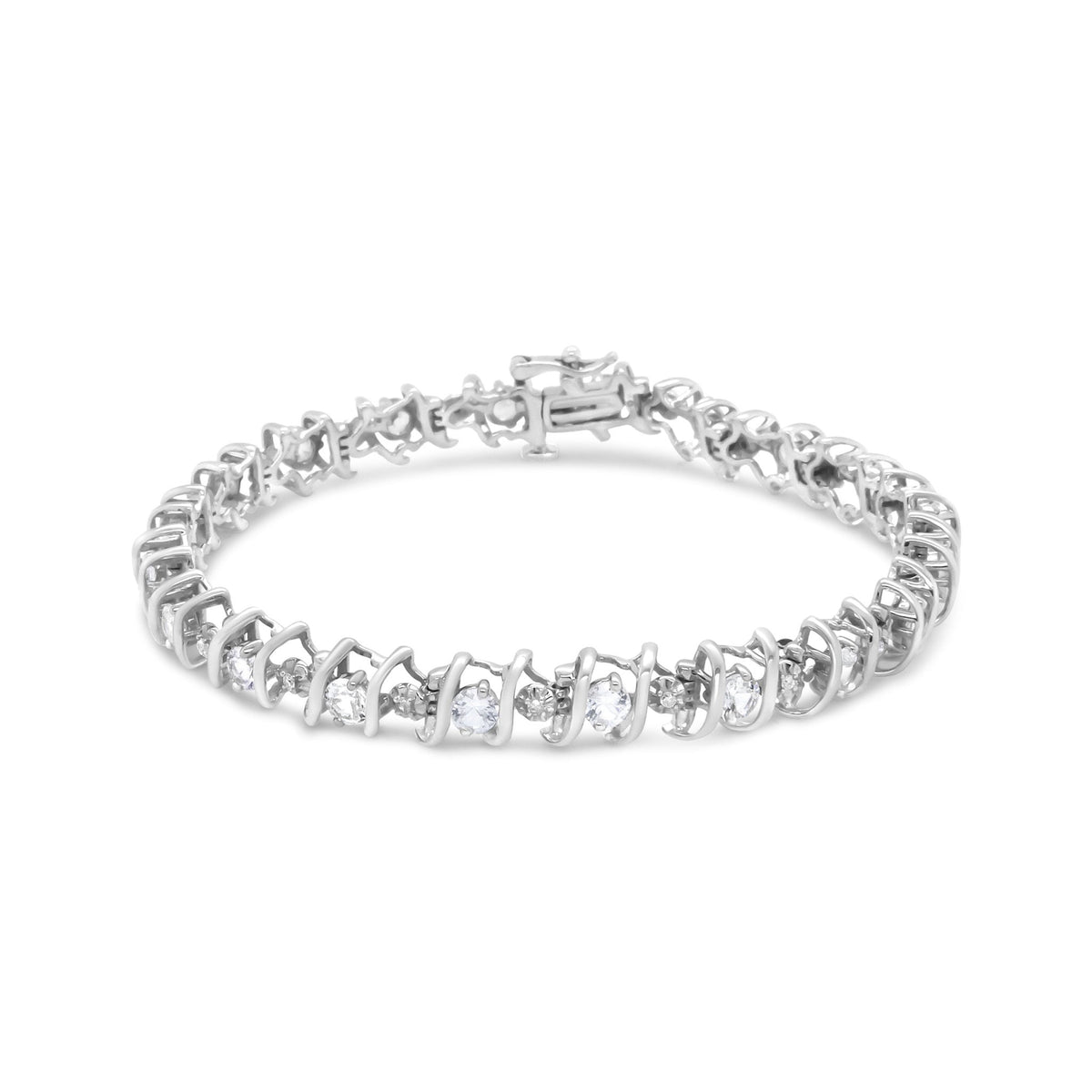 .925 Sterling Silver Lab - Grown Birthstone and 1/6 Cttw Round Diamond Tennis Bracelet (H - I Color, I1 - I2 Clarity) - LinkagejewelrydesignLinkagejewelrydesign