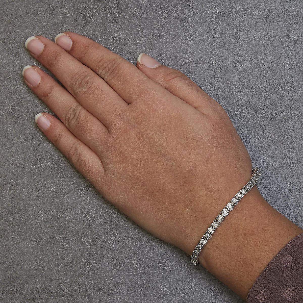 .925 Sterling Silver Lab Grown Diamond Illusion - Set Miracle Plate Tennis Bracelet - 7.25&quot; Inches - LinkagejewelrydesignLinkagejewelrydesign