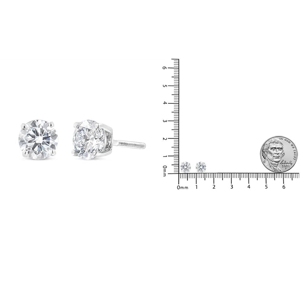 .925 Sterling Silver Round Brilliant Cut Lab Grown Diamond 4 - Prong Classic Solitaire Stud Earrings - LinkagejewelrydesignLinkagejewelrydesign