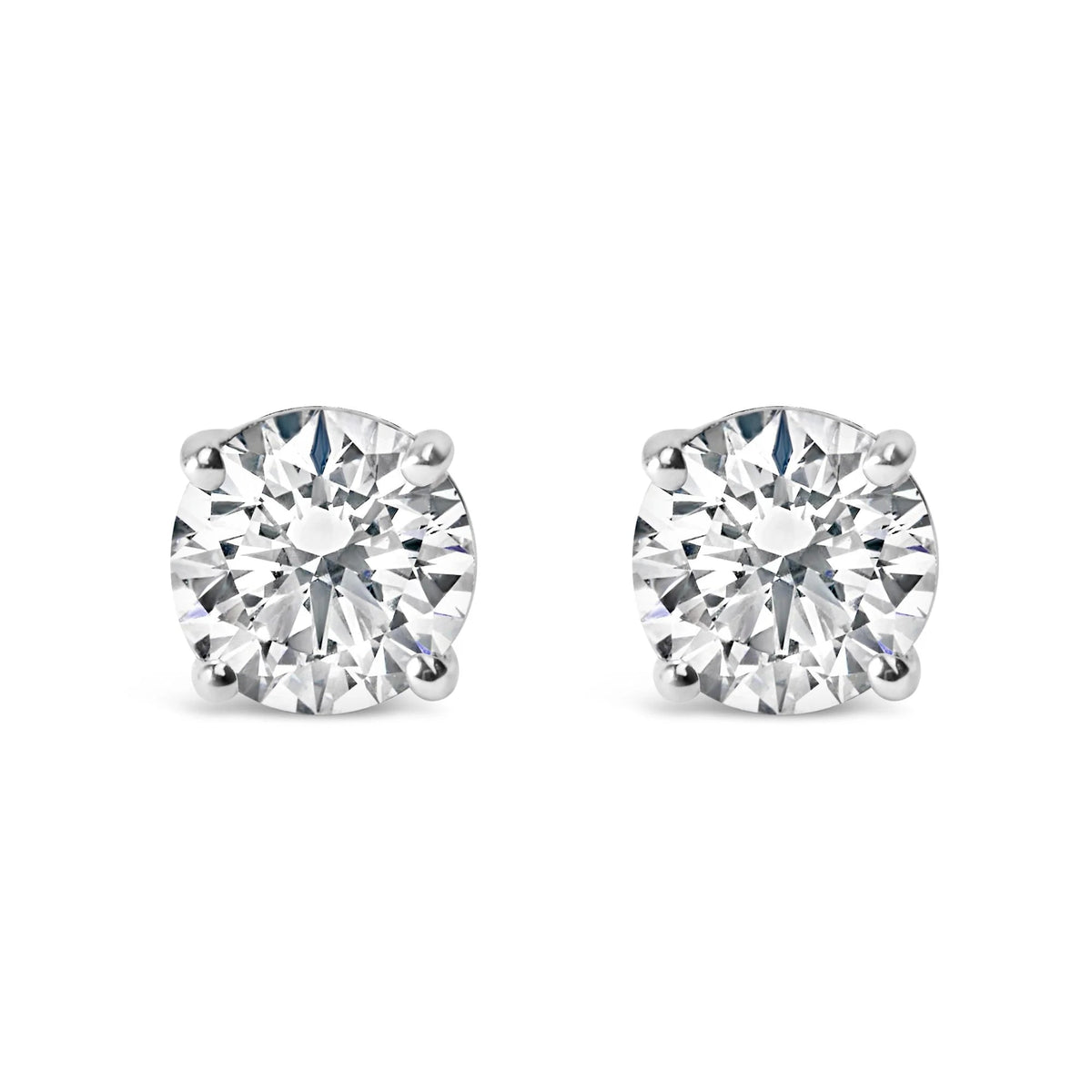 .925 Sterling Silver Round Brilliant Cut Lab Grown Diamond 4 - Prong Classic Solitaire Stud Earrings - LinkagejewelrydesignLinkagejewelrydesign