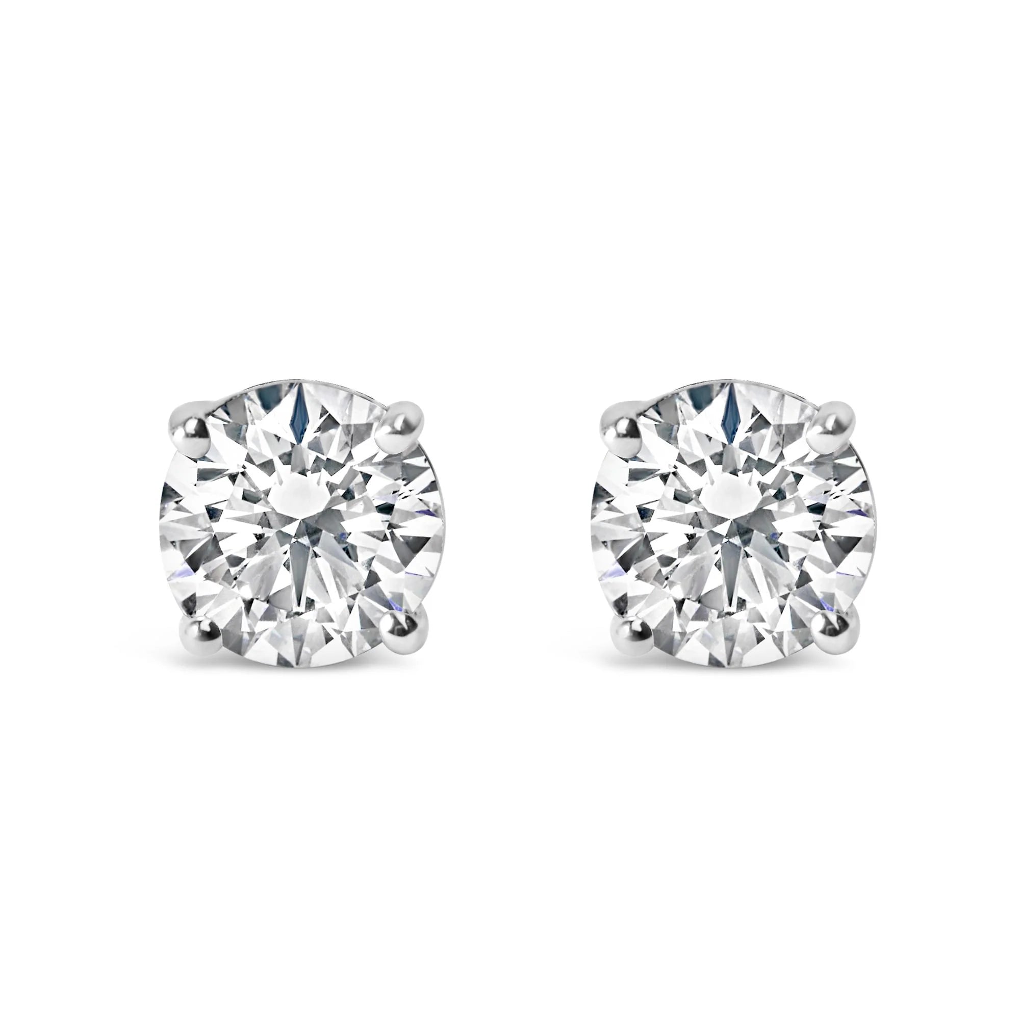 .925 Sterling Silver Round Brilliant Cut Lab Grown Diamond 4 - Prong Classic Solitaire Stud Earrings - LinkagejewelrydesignLinkagejewelrydesign