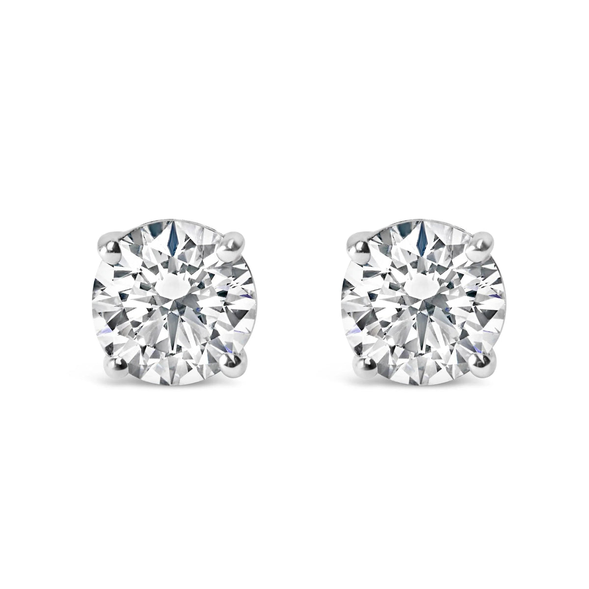 .925 Sterling Silver Round Brilliant Cut Lab Grown Diamond 4 - Prong Classic Solitaire Stud Earrings - LinkagejewelrydesignLinkagejewelrydesign
