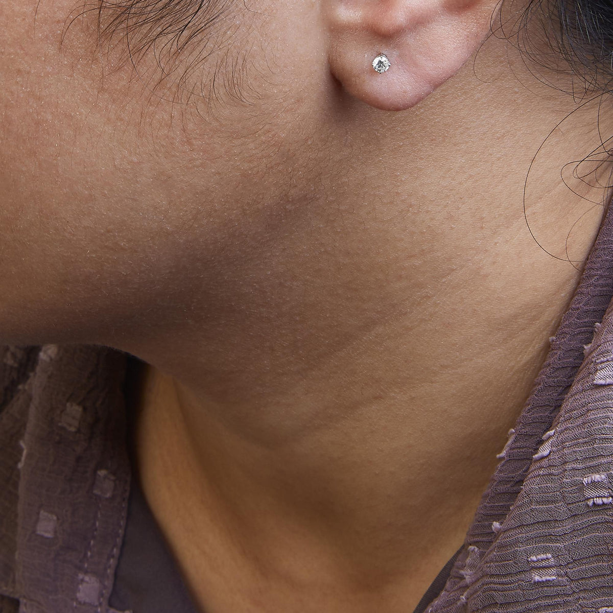 .925 Sterling Silver Silver Round Lab Grown Diamond Classic 4 - Prong Solitaire Stud Earrings (F - G Color, VS1 - VS2 Clarity) - LinkagejewelrydesignLinkagejewelrydesign