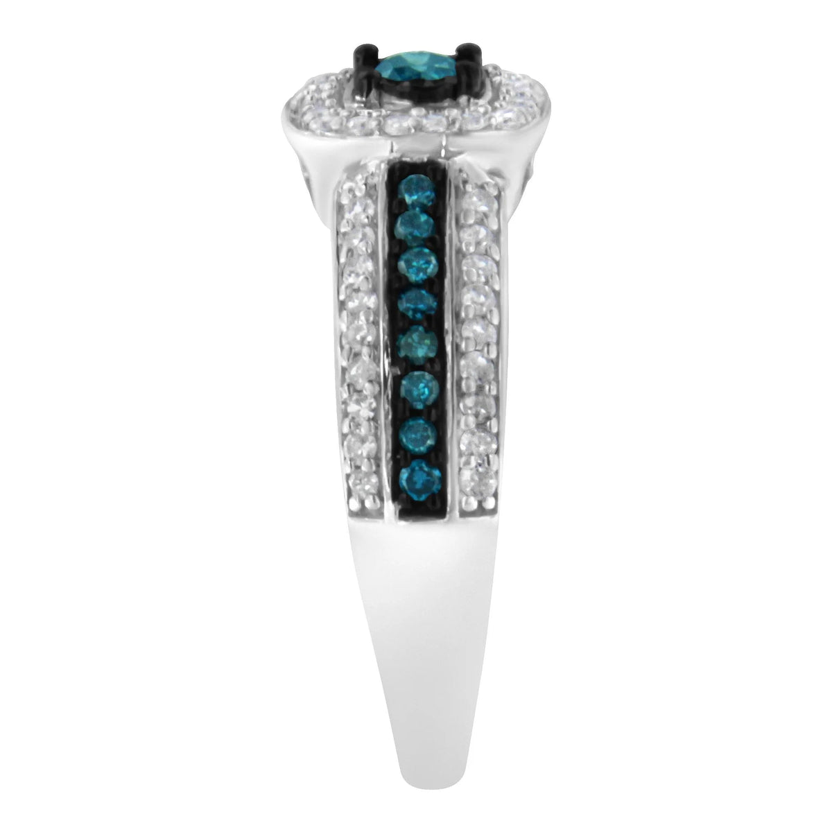 .925 Sterling Silver Treated Blue Miracle - Set Diamond Engagement Ring (1/2 Cttw, J - K Color, I1 - I2 Clarity) - LinkagejewelrydesignLinkagejewelrydesign