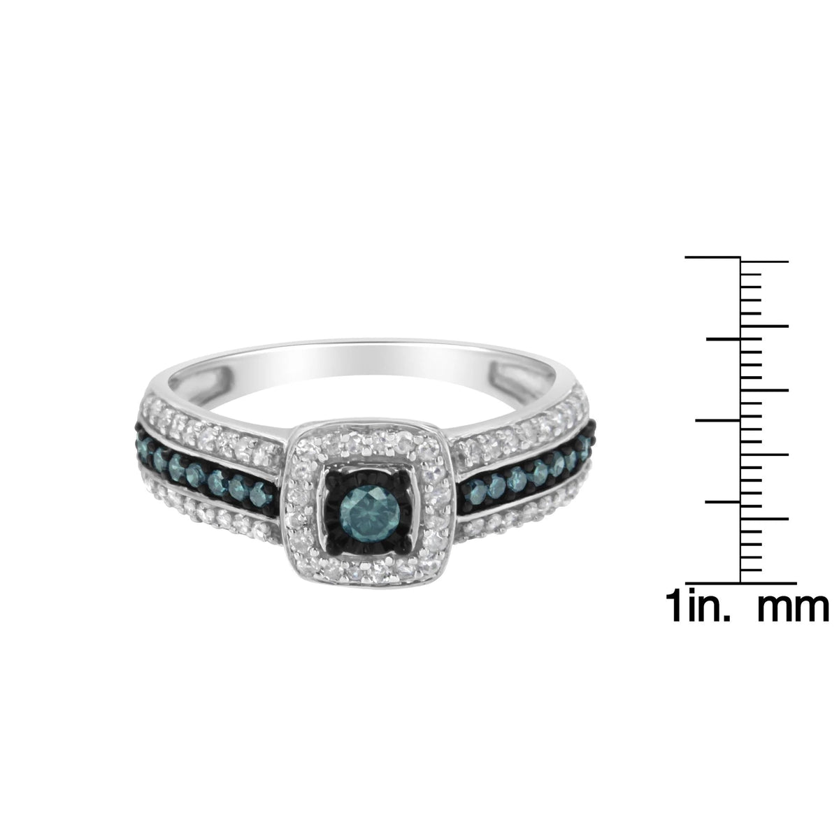 .925 Sterling Silver Treated Blue Miracle - Set Diamond Engagement Ring (1/2 Cttw, J - K Color, I1 - I2 Clarity) - LinkagejewelrydesignLinkagejewelrydesign