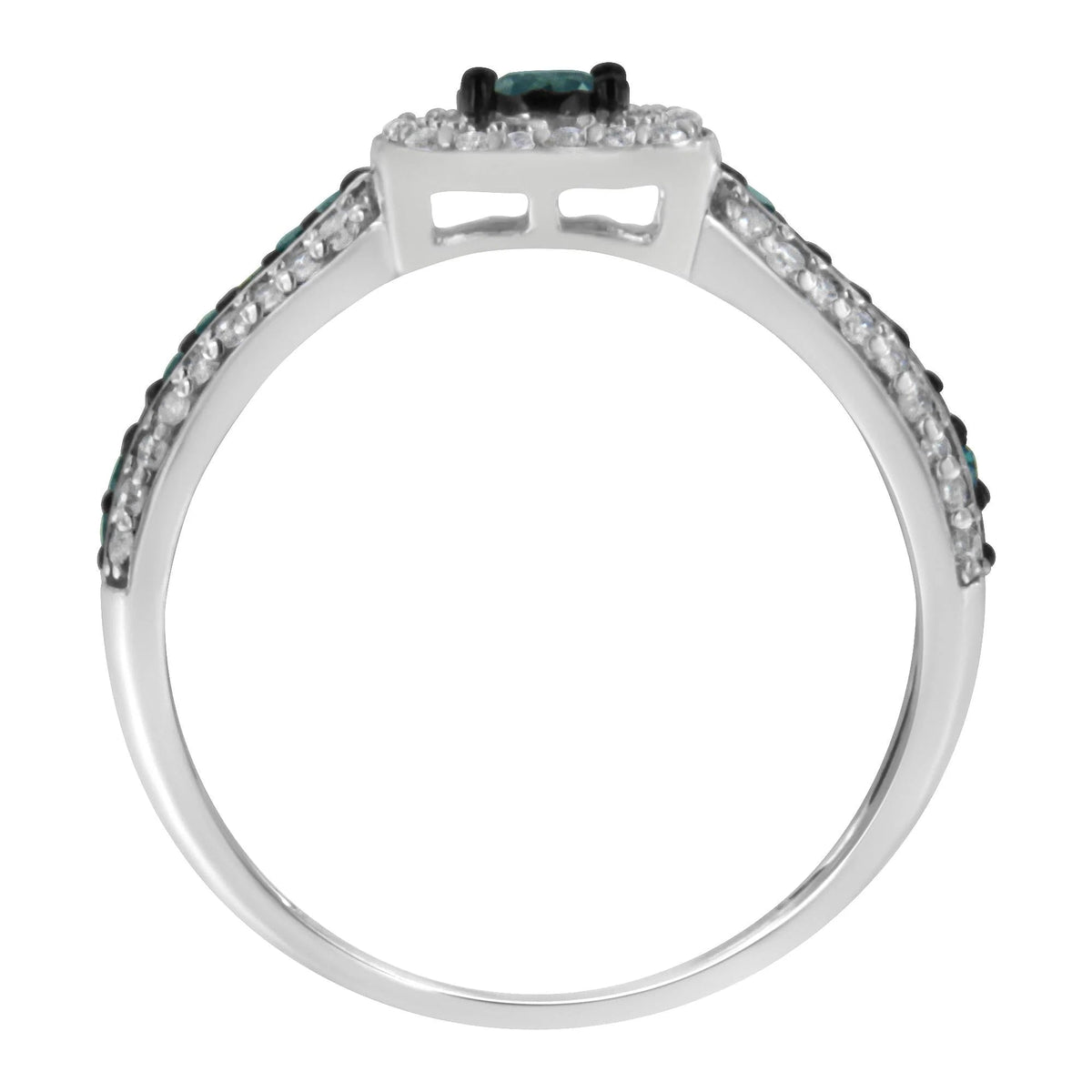 .925 Sterling Silver Treated Blue Miracle - Set Diamond Engagement Ring (1/2 Cttw, J - K Color, I1 - I2 Clarity) - LinkagejewelrydesignLinkagejewelrydesign