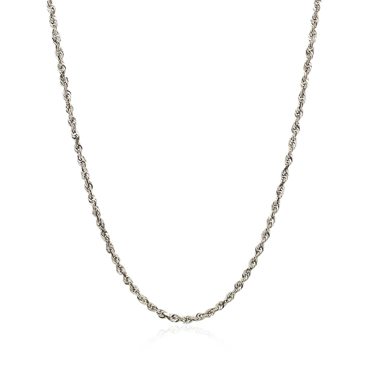 14k White Gold Solid Diamond Cut Rope Chain (1.80 mm)