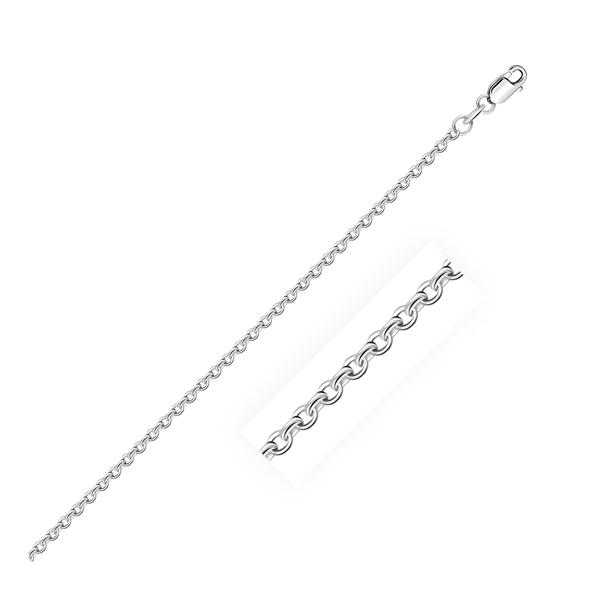 14k White Gold Diamond Cut Cable Link Chain (1.9 mm)