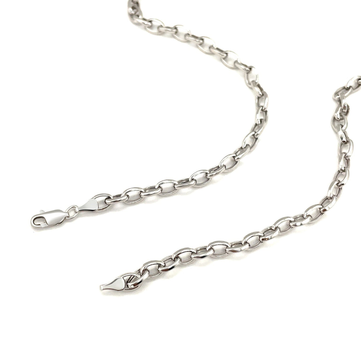 14k White Gold Oval Rolo Chain (4.60 mm)