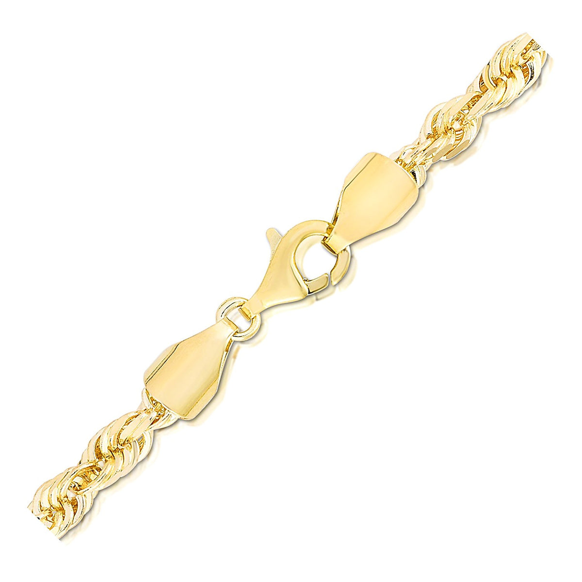 14k Yellow Gold Solid Diamond Cut Rope Bracelet (5.00 mm)