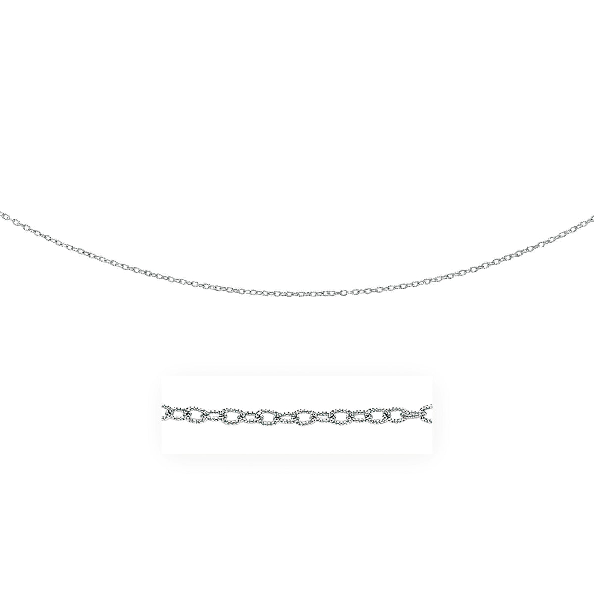 14k White Gold Pendant Chain with Textured Links (2.30 mm)