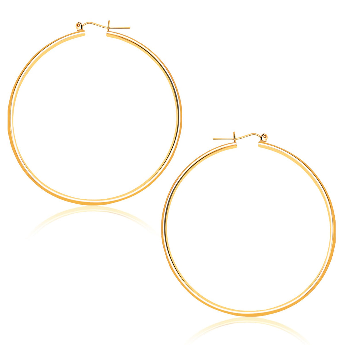 14k Yellow Gold Polished Hoop Earrings (1.5x45mm)