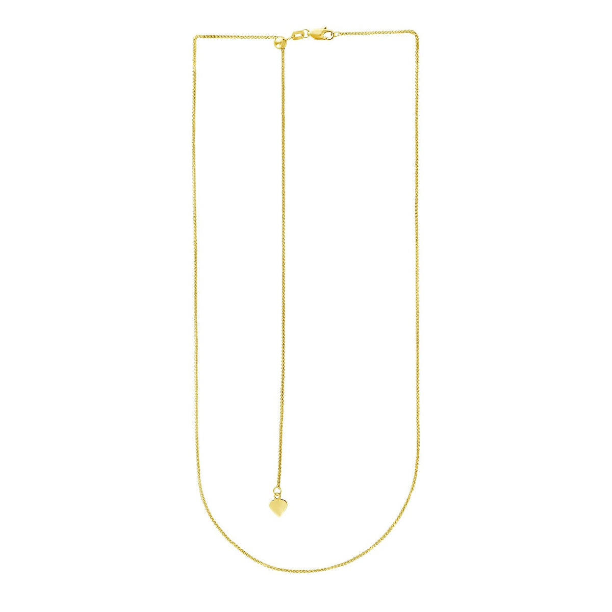 14k Yellow Gold Adjustable Wheat Chain (1.00 mm)