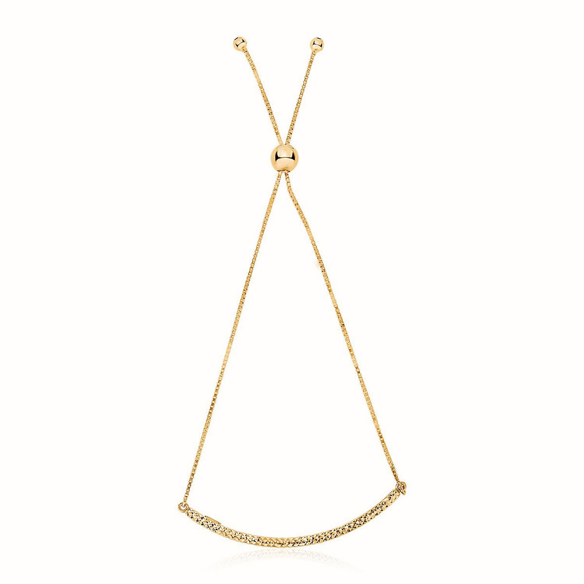 14k Yellow Gold Chain Bar Lariat Style Bracelet (1.00 mm)