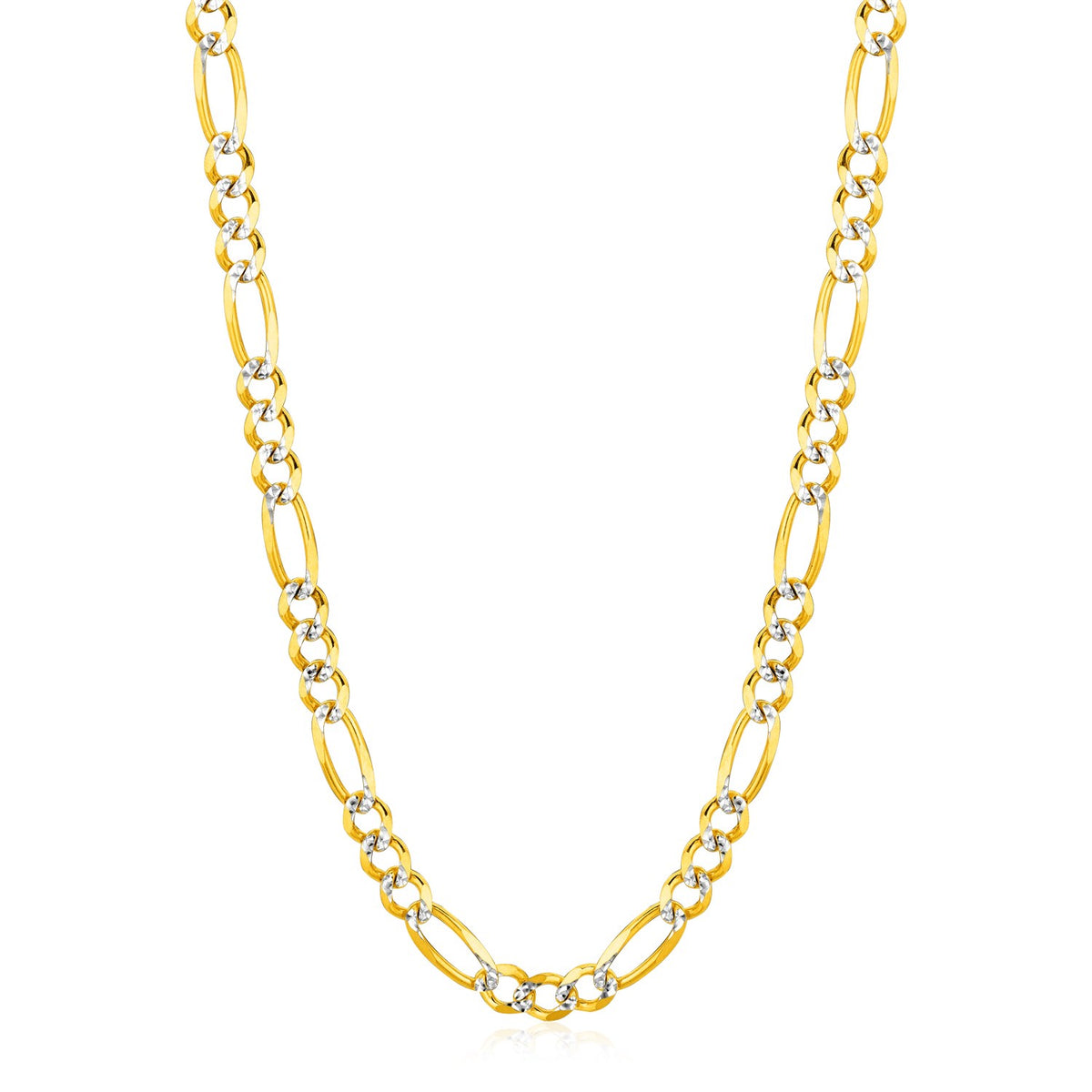 14K Yellow Gold Solid Pave Figaro Chain (5.90 mm)