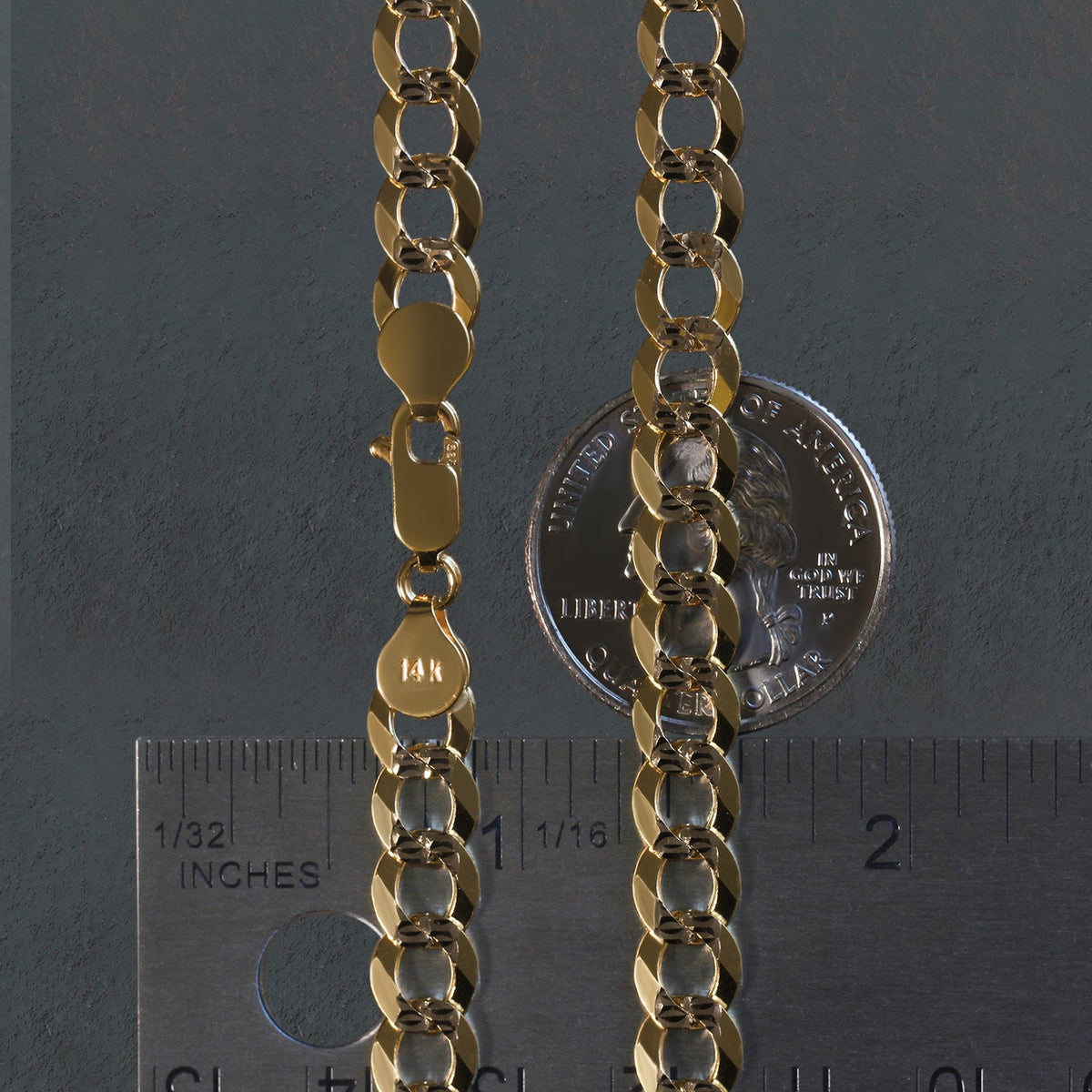 14k Two Tone Gold Pave Curb Chain (7.00 mm)