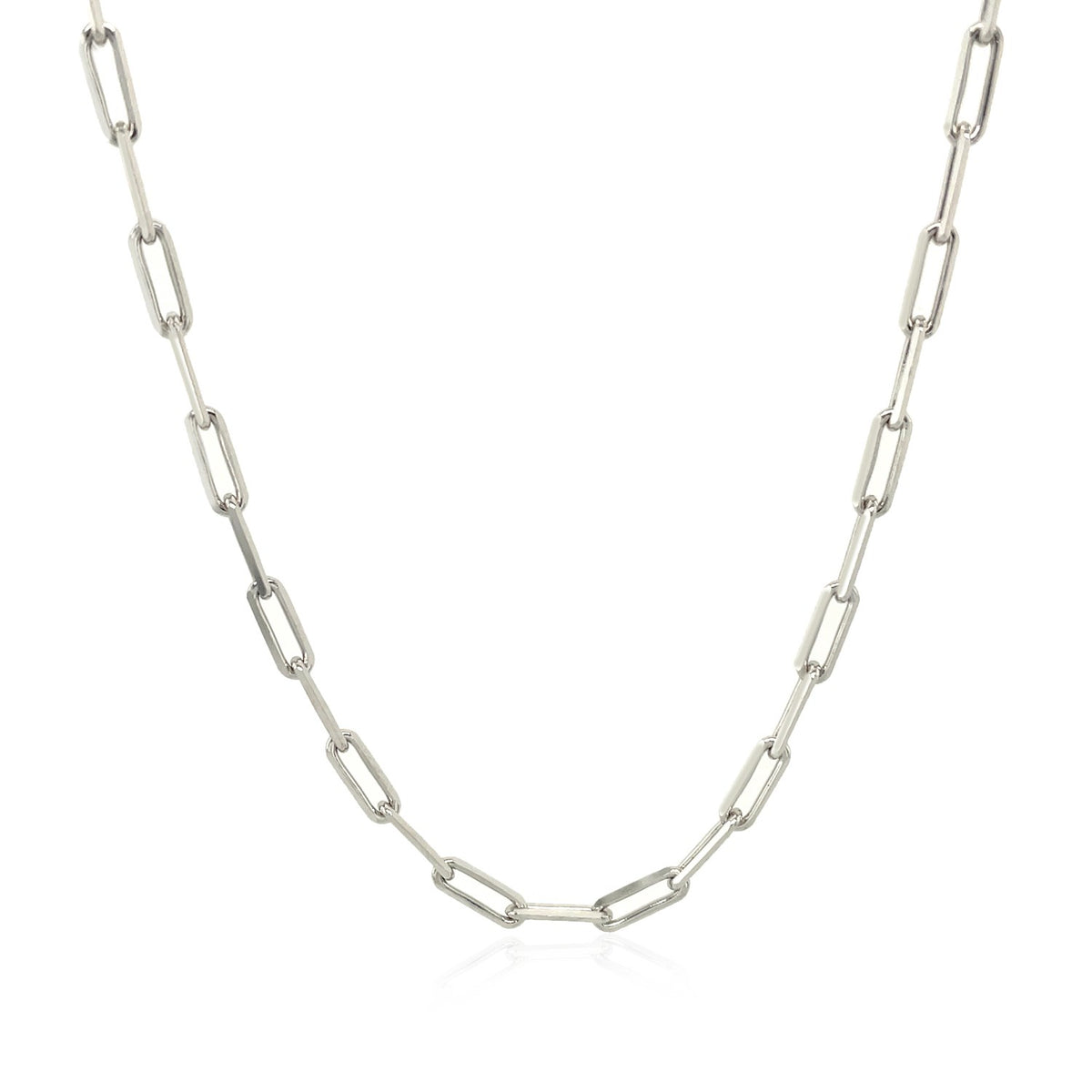 Sterling Silver Rhodium Plated Paperclip Chain (2.50 mm)