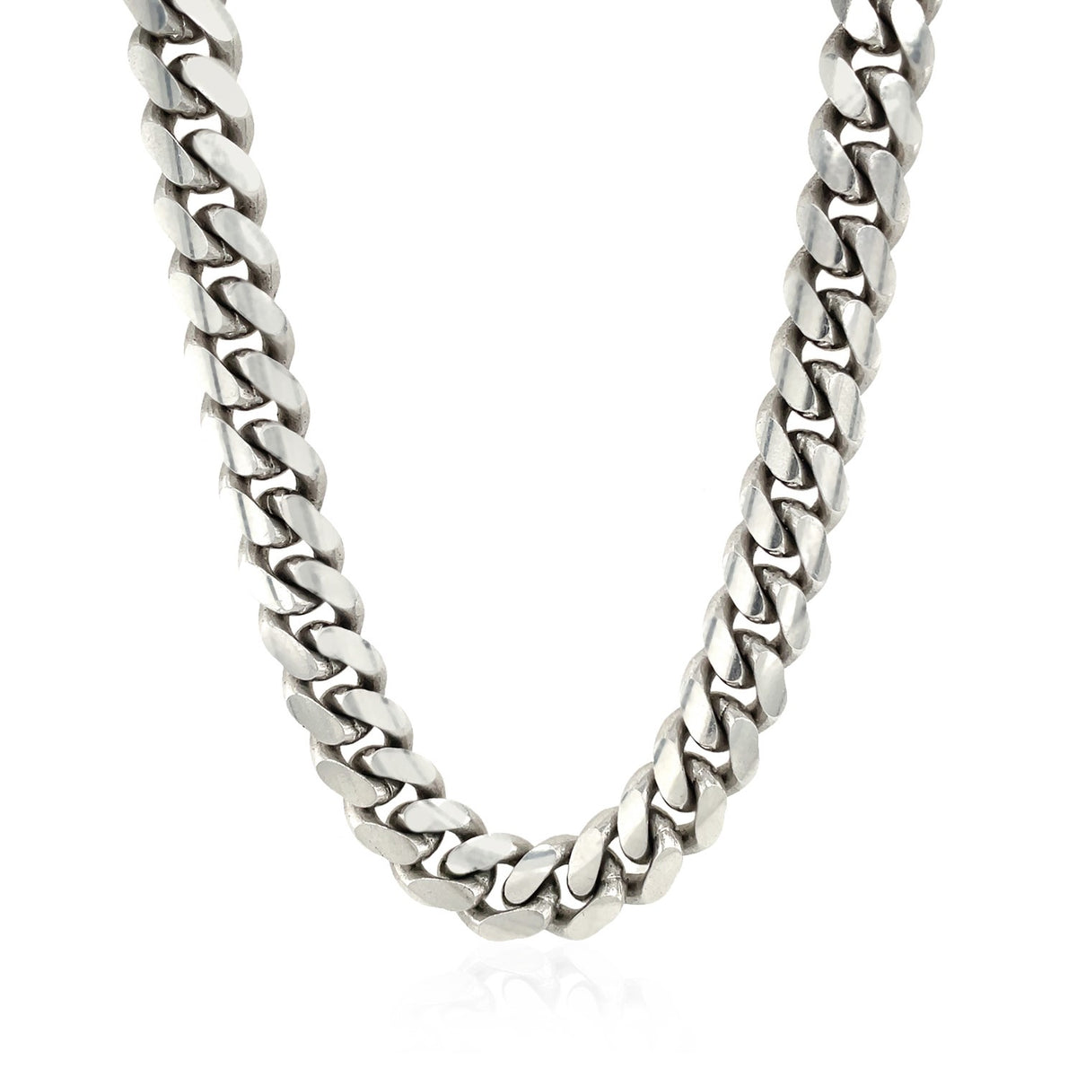 Sterling Silver Rhodium Plated Miami Cuban Chain (9.80 mm)