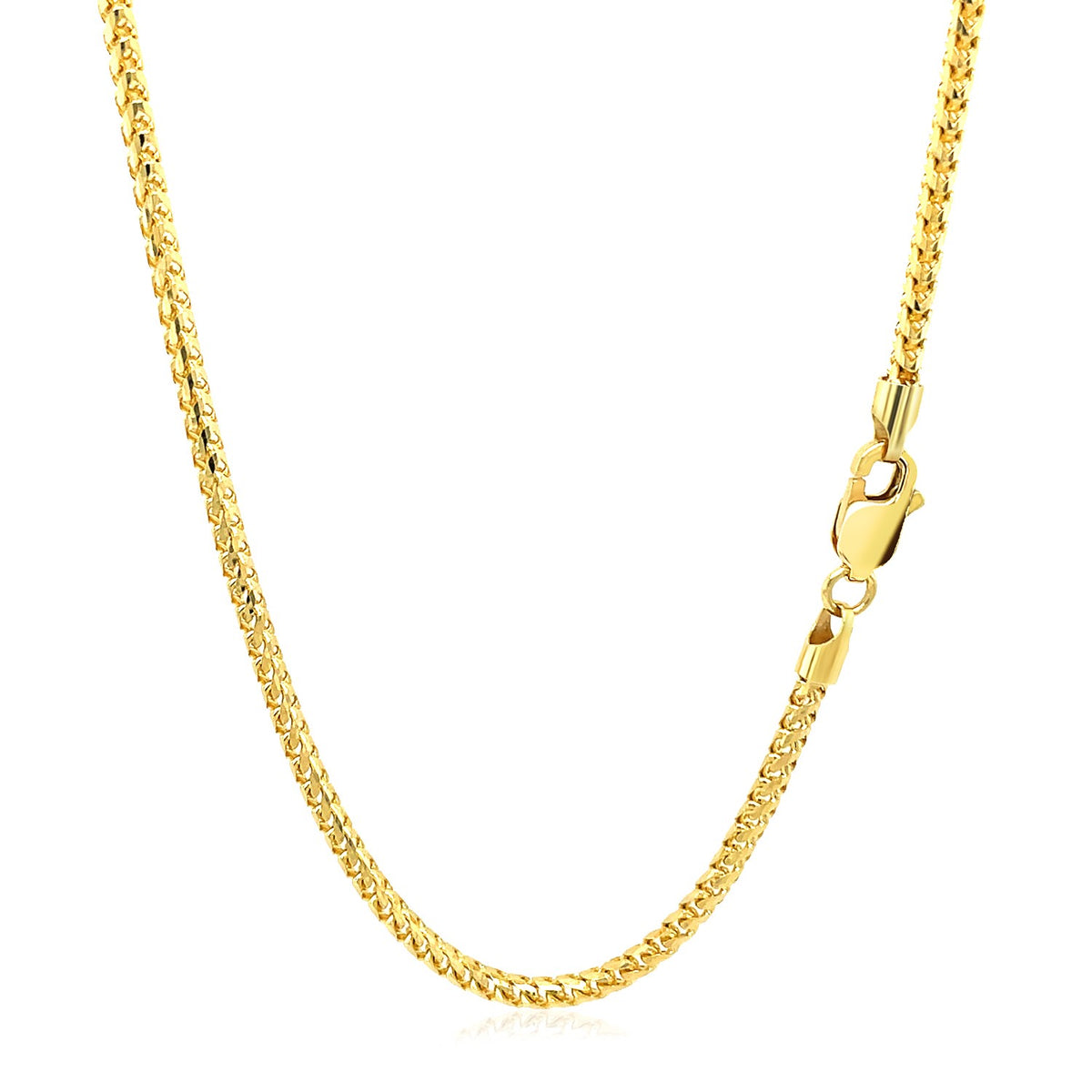 14k Yellow Solid Gold Diamond Cut Round Franco Chain (2.20 mm)