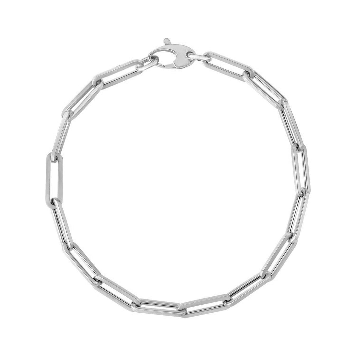 14K White Gold Bold Paperclip Chain Bracelet (4.20 mm)