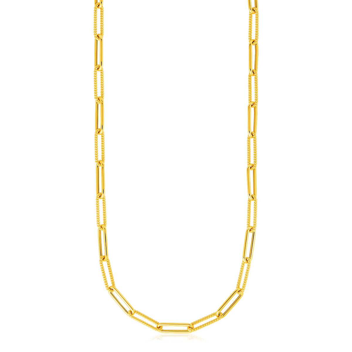 14k Yellow Gold Textured Paperclip Chain (3.50 mm)