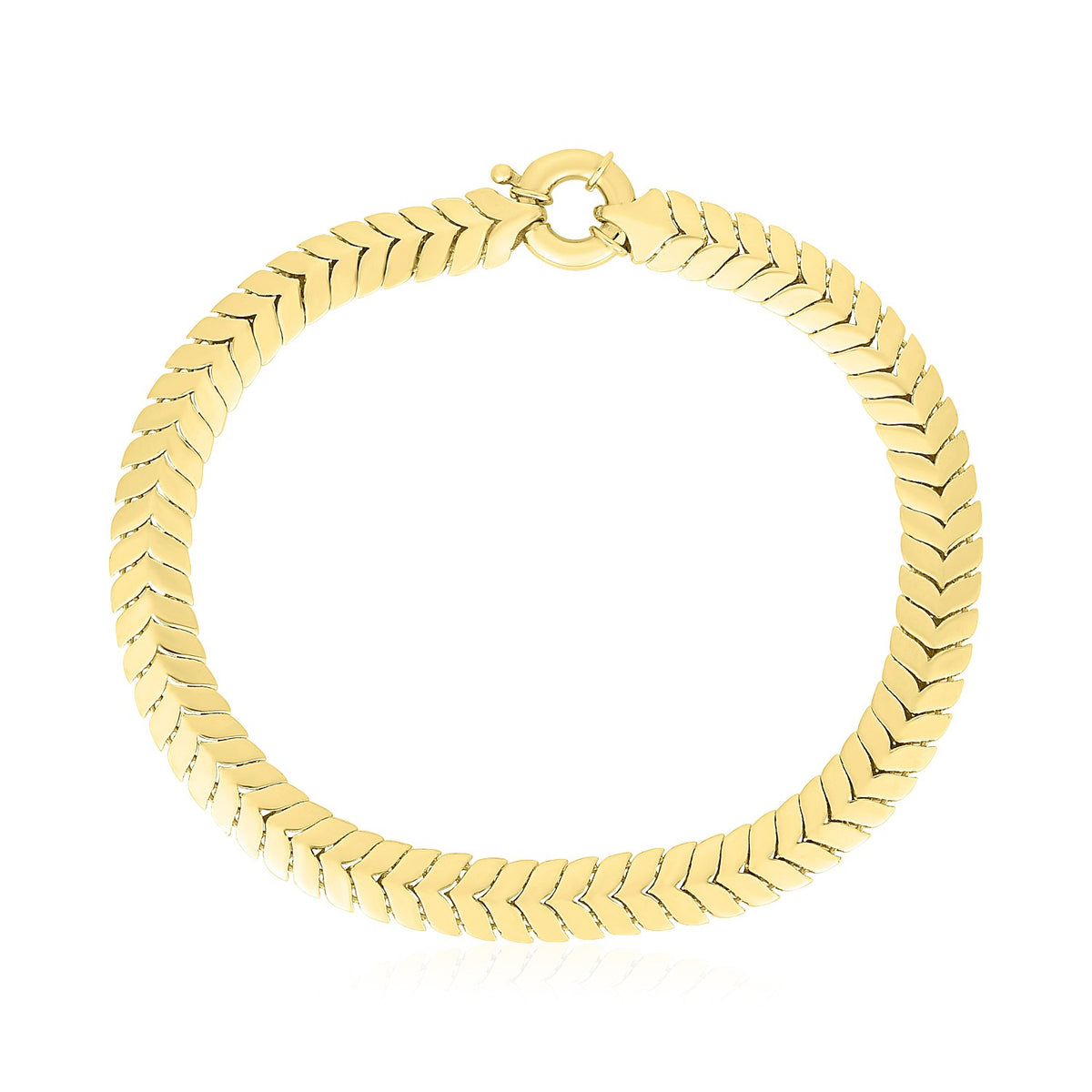 14k Yellow Gold High Polish Chevron Link Bracelet  (6.00 mm)